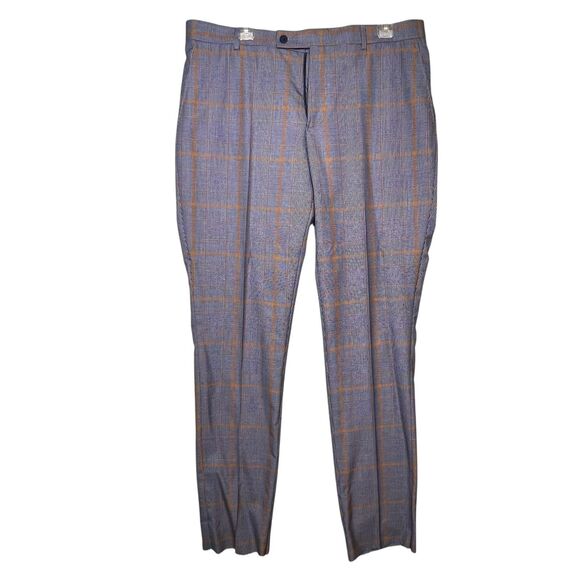 Mario Casas Suit Mens 54 Wool Blue Plaid Blazer Pants Set Super 200s Italy - Picture 4 of 14